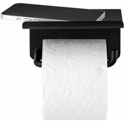 MGA, Toilettenpapierhalter, Toilettenpapierhalter -MODO- mit Ablage Klopapierhalter für Badezimmer aus Edelstahl Schwarz