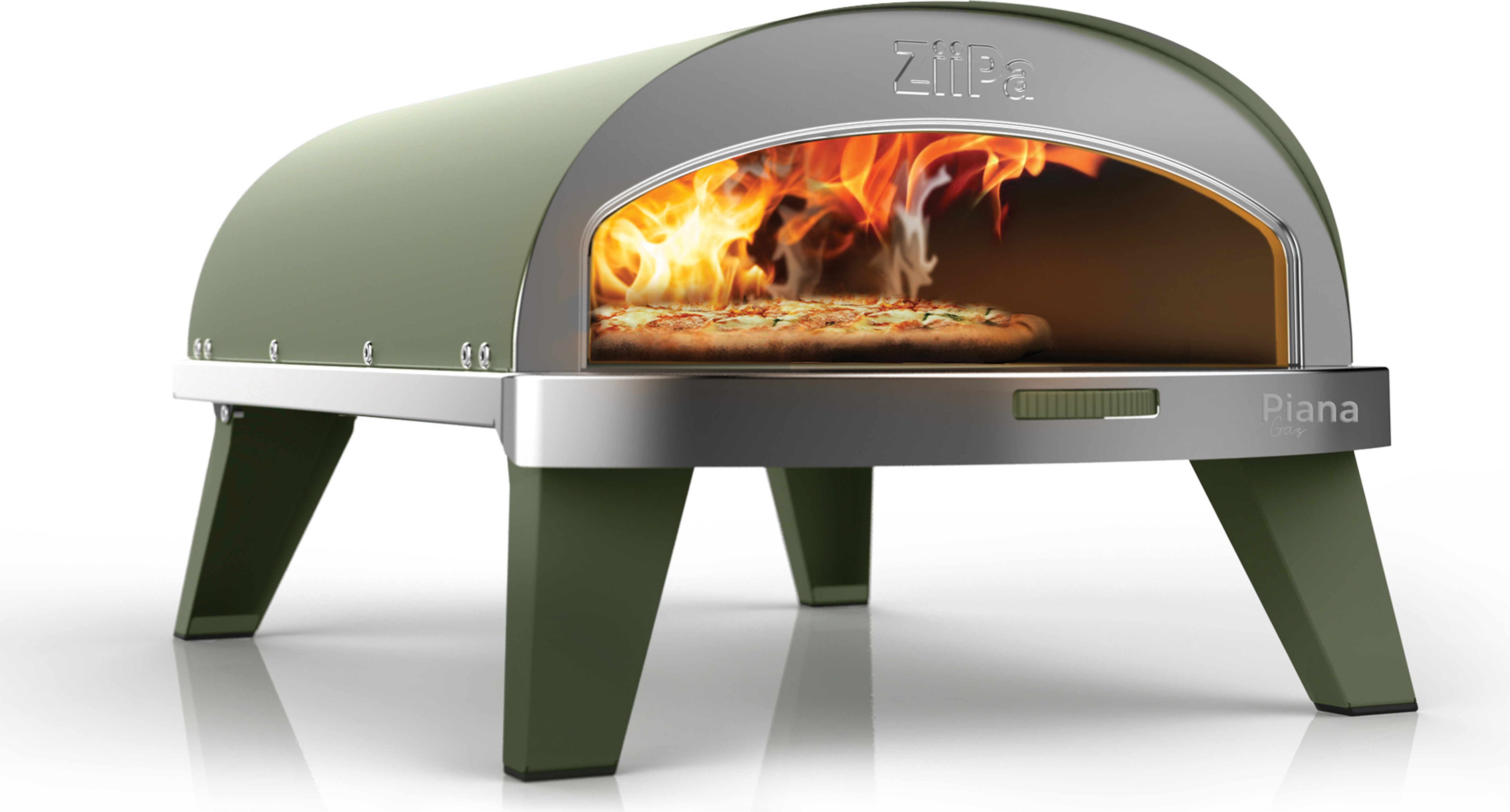 ZiiPa Pizzaofen Piana - Gasmodell - mit Thermometer - Eukalyptus - für ø 30 cm Pizzen