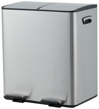 Garvee 40L 10.5 Gal Stainless Steel Kitchen Dual Trash Can w/ Soft-Close Lid, Step-On Garbage Bin with Built-in Box