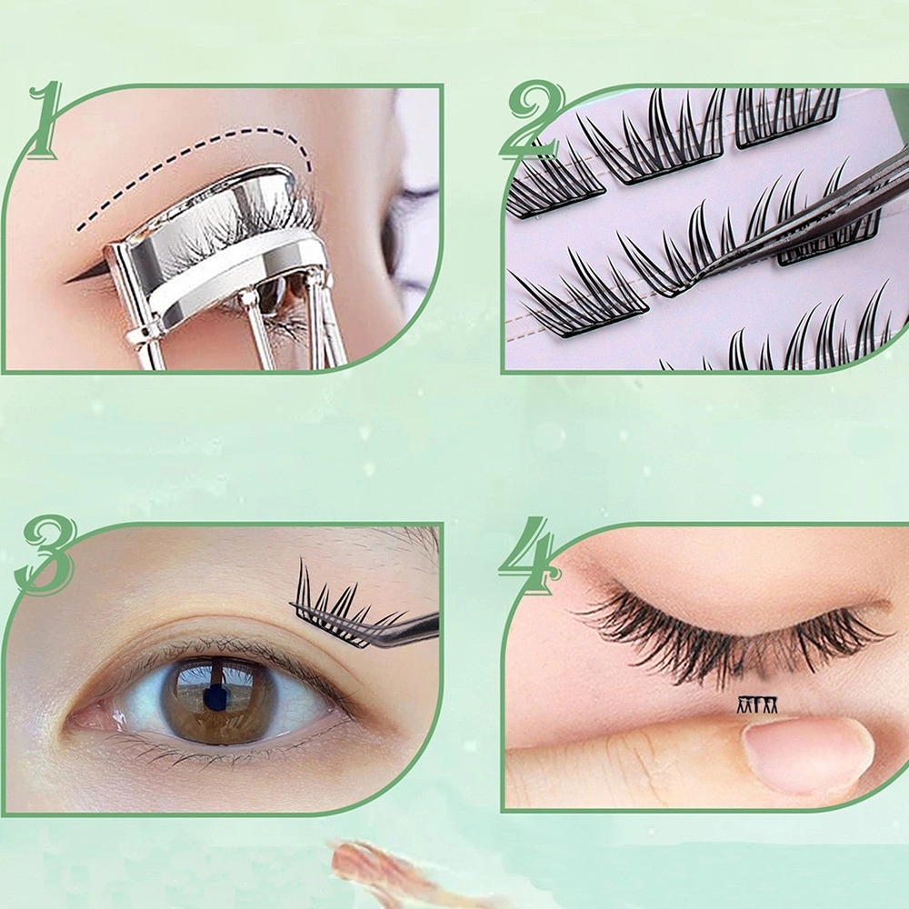 INF Klebstofffreie falsche Wimpern – 6 Reihen mit 36 Büscheln für einen natürlichen Look