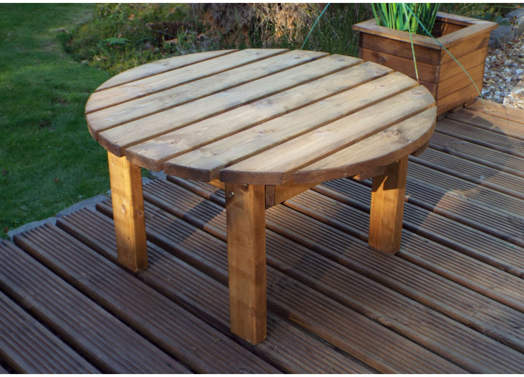 Dakota Fields Olsen Round Solid Wood Outdoor Coffee Table - 84 cm W 84 cm D Natural Wood