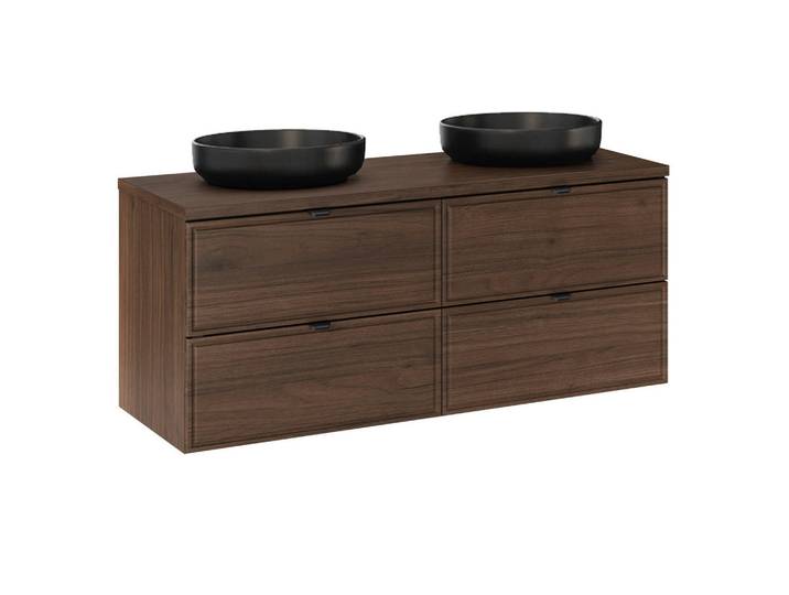 Petits-meubles Doppelwaschtisch 120cm Elias Dunkles Holz, Braun, Holzwerkstoff, 120x52.2x46 cm, Badezimmer, Waschbecken & Armaturen, Waschtische