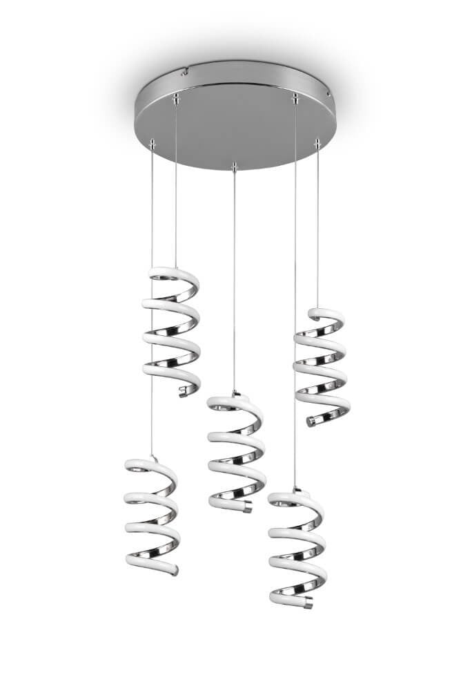 Hanglamp Laola Trio 5-lichts Chroom en Wit