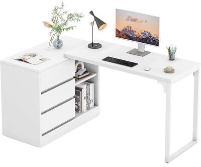 Envelor Tribesigns L-Shaped Computer Desk, Reversible Corner Desk With Drawer Cabinet