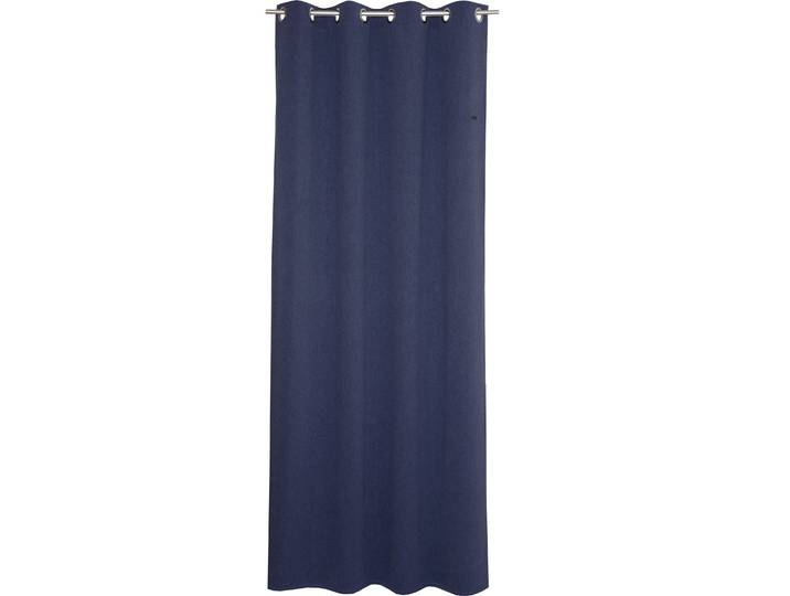 Vorhang ESPRIT Harp Gr. 1, blau (dunkelblau, marine), B:140cm H:250cm, Polyester, Gardinen, Vorhang, Webgardine blickdicht mit Ösen, fertig konfektioniert