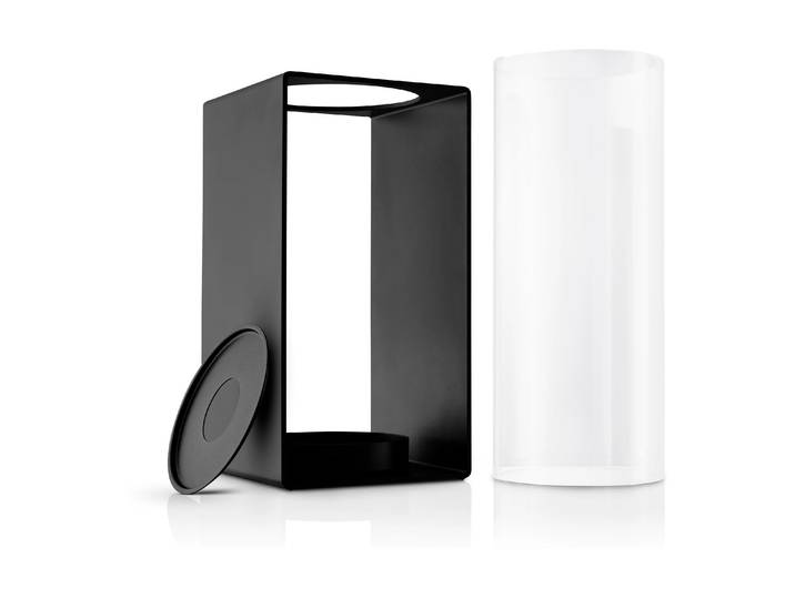 Kerzenlaterne EVA SOLO Glow , schwarz, B:14cm H:30cm T:14cm, Aluminium, Glas, Metall, Kerzenhalter, Kerzenlaterne, Stimmungsvolle Laterne für drinnen und draussen