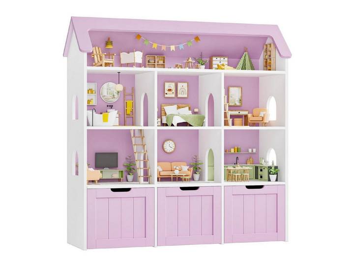LuxusKollektion Kinderregal Kinderregal Hausform Rosa-Lila/Weiss, 1-tlg.