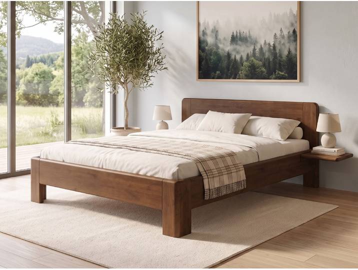Bett Kernbuche Dunkel „Niklas“ 90 x 220 cm Massivholz Buche Dunkel
