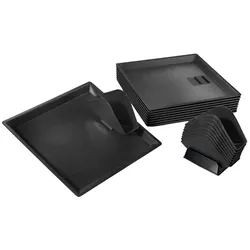 GOLDINOX Set aus 15 Kebab-Serviertabletts + 15 Sandwichhalter-Zangen - SCHWARZ