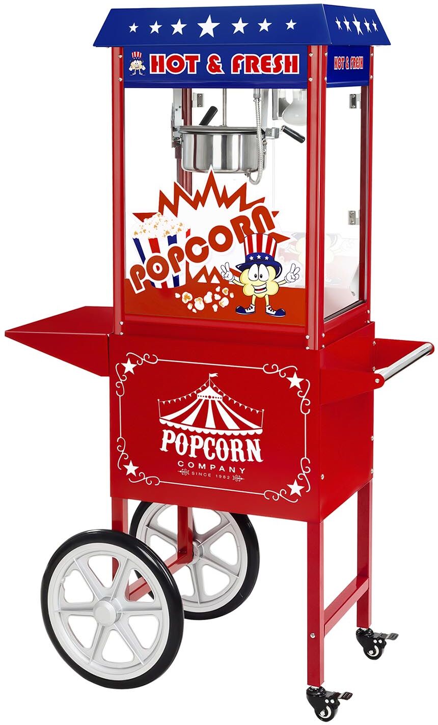 Popcorn Machine with Cart - 5 kg/h - 1500 W - USA design - red - Royal Catering RCPW-16.1
