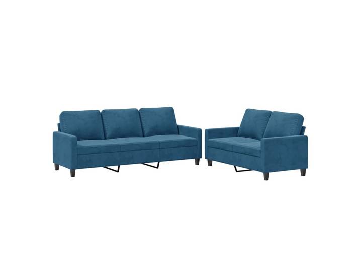 vidaXL Ensemble de canapés 2 pièces avec coussins bleu velours