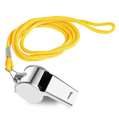 Extra Loud Metal Sports Whistle With Lanyard For Coaching Training And Safety yellow