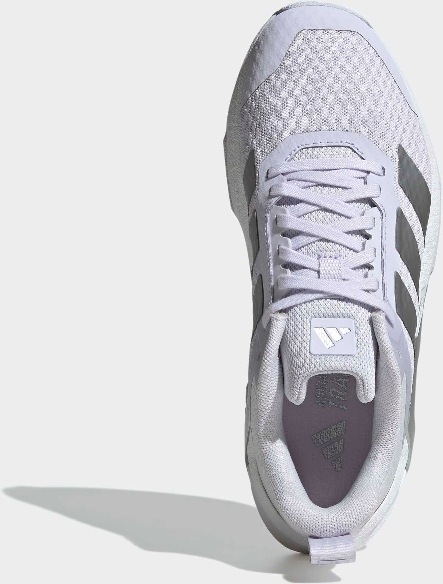 Trainingsschuh ADIDAS PERFORMANCE "DROPSET CONTROL", Damen, Gr. 43, weiß (frozen lila, silber metallic, ftwr weiß), Textil, Schuhe Trainingsschuh, für besseren Halt beim Gewichtstraining