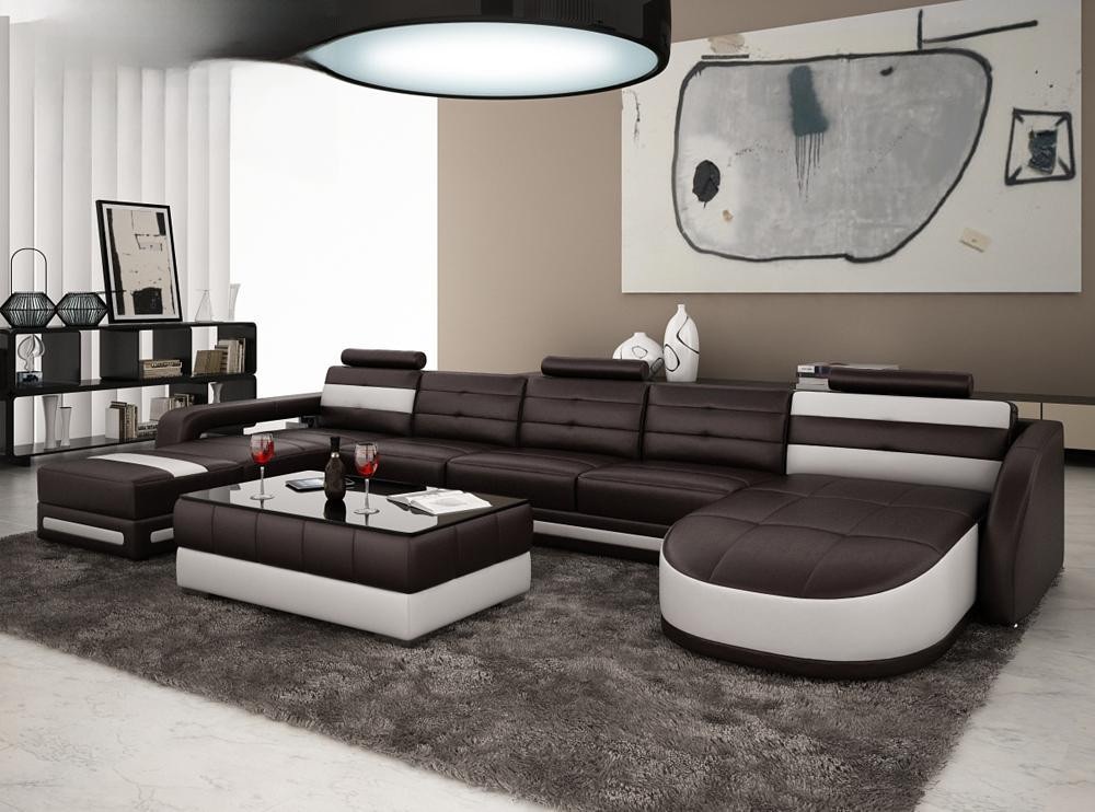 COLO 3 Designer U-vorm Ledersofa met USB-oplaadfunctie