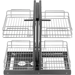 VEVOR Küchenschrank-Organizer mit 2 Ebenen & 4 Ablagen, Aufbewahrungskorb aus verchromtem Karbonstahl, Aufbewahrungs-Organizer, links und rechts zu öffnen, min. Türöffnungsbreite 38 cm