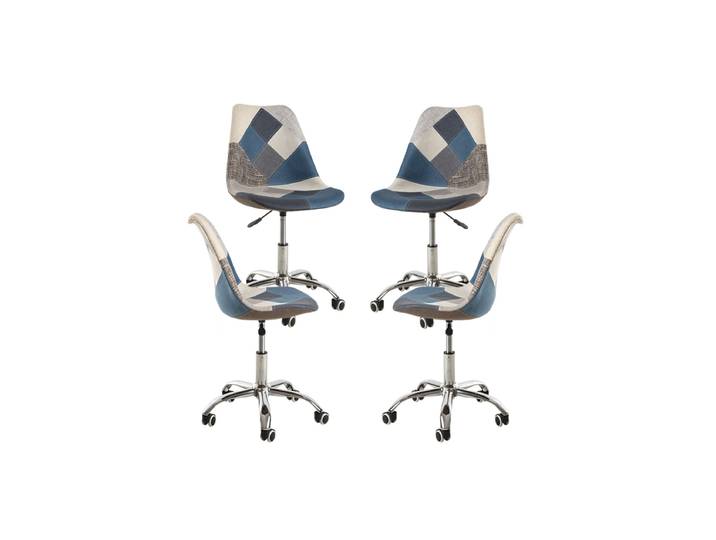 4er Set Neo Patchwork Stühle - Patchwork Blue