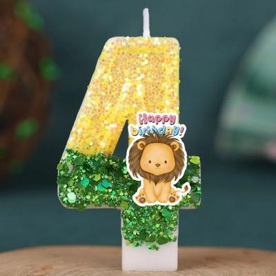 Inspired Living Forest Animal Lion Number Birthday Candle For Kids Cake Decoration 4