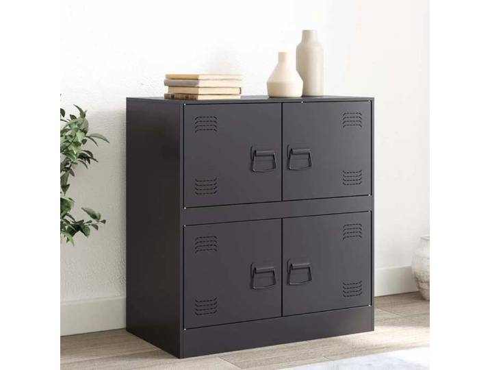 {Noir}Buffet bahut - Moderne-design - métal - noir - 4 compartiments - avec poignées - Pour salon - 67x39x73 cm 66crw18e