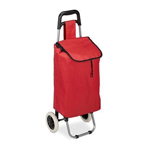 Relaxdays Klapbare boodschappentrolley met verwijderbare tas, rood, H 92.5 x B 42 x D 28 cm