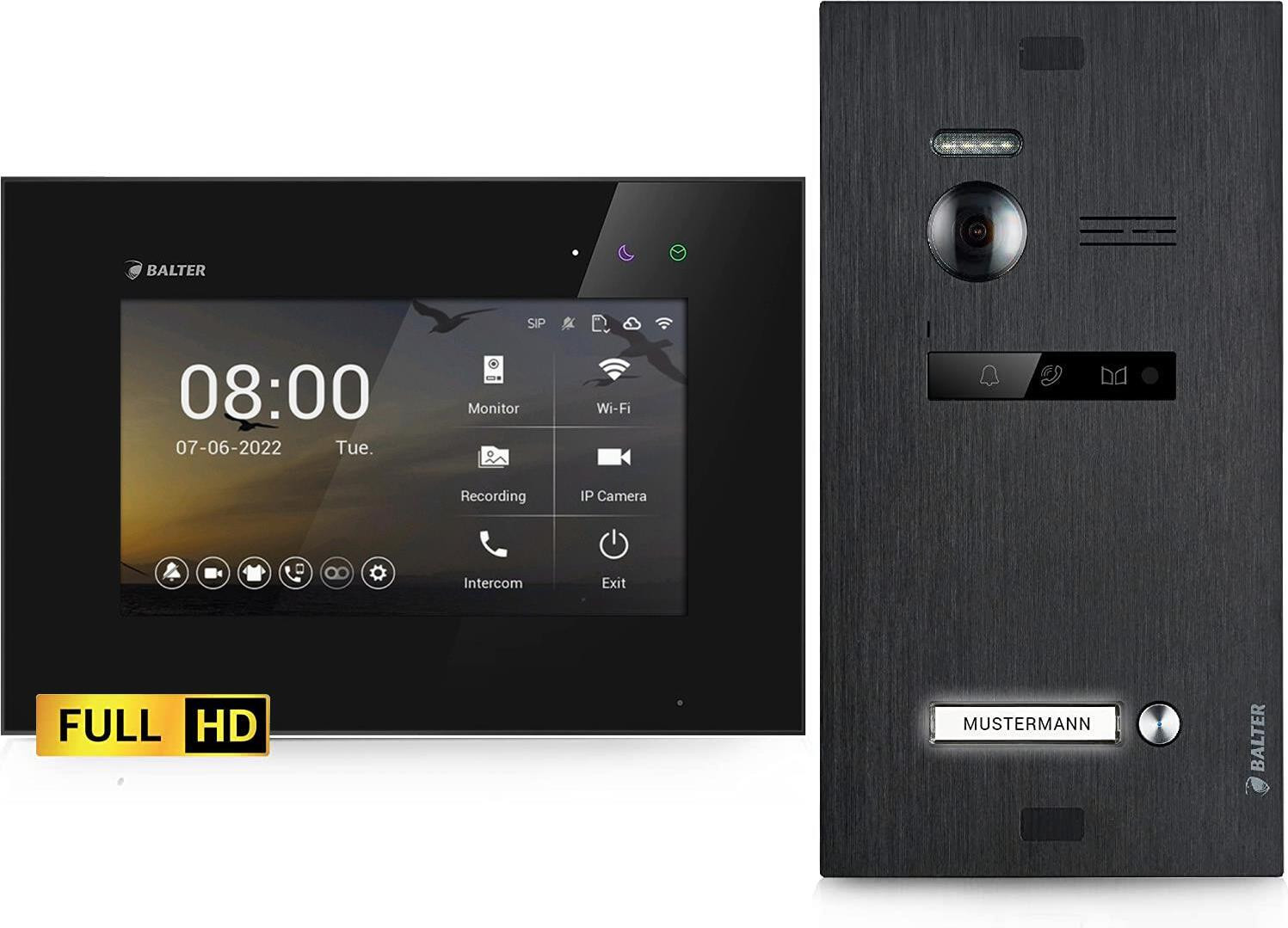 Balter EVO HD videosprokinstallatie voor eengezinswoning met 1 monitor, zwart
