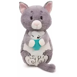 Nici: Graues Plüschkatze und Fisch - 40 x 20 cm