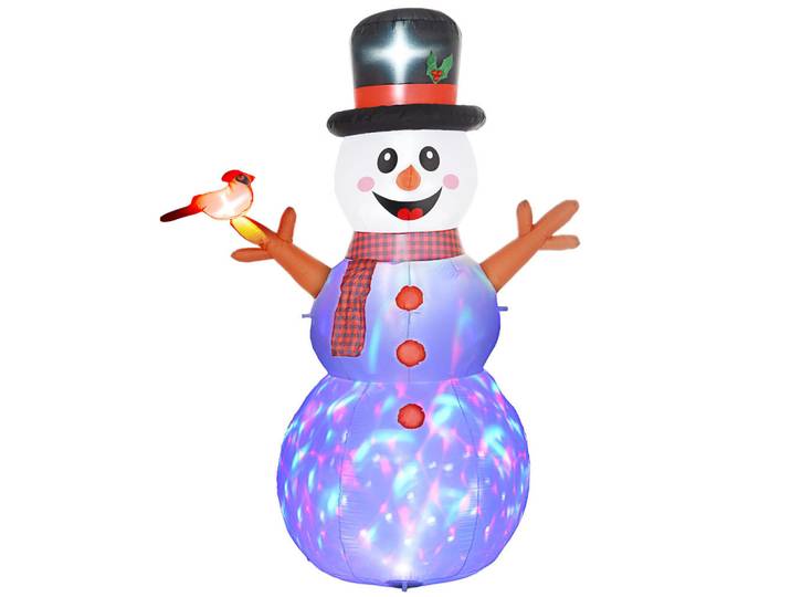 Outsunny Weihnachtsdeko Schneemann, 240 cm,, mit LEDs, Weiß, Kunststoff, 100x240x165 cm, Dekoration, Weihnachtsdekoration