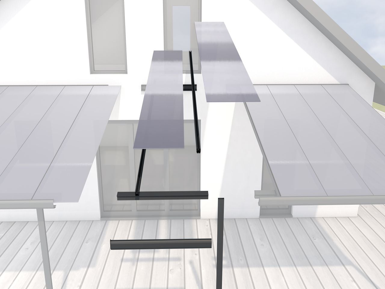 Gutta Terrassendach EW-Satz 120x406cm anthrazit