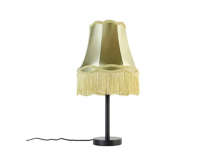 Lampe de table classique noire avec abat-jour granny vert 30 cm -