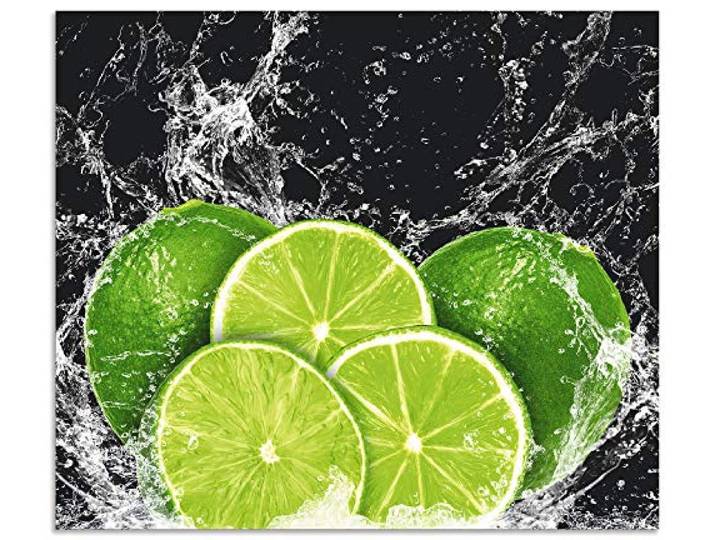 ARTland Spritzschutz Küchenrückwand aus Alu für Küche Herd Spüle 70x60 cm (BxH) mit Motiv Essen Obst Früchte Limette Eiswasser Modern Dunkel H9KL