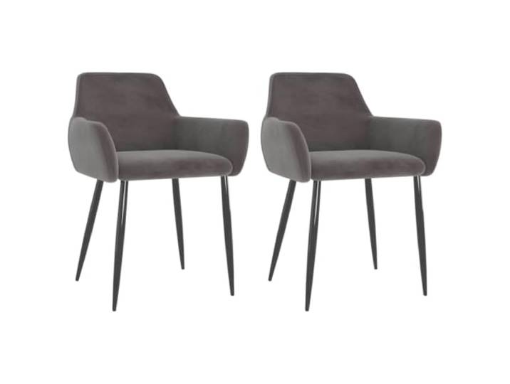 HMDNGOUT Esszimmerstühle 2 STK. Dunkelgrau Samt Weicher Samtbezug, Metallbeine, Rückenlehne, stabiles Gestell, 2 Stk., dunkelgrau, Esszimmer, Küche