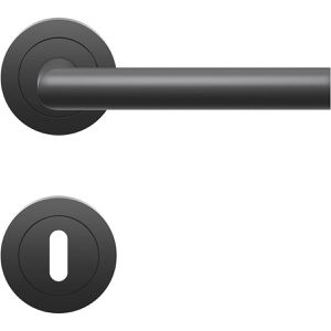 Karcher-Design Drückergarnitur ER28 BB 083 Rhodos, schwarz, Edelstahl, mit Rosetten, für Bad-/WC-Tür