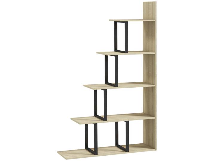 Étagère bibliothèque séparateur de pièce métal chêne
