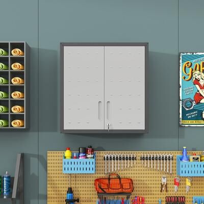 Telepassa "29.53""W Wall-Mounted Metal Tool Storage Cabinet with Locking Door and 1 Shelf"