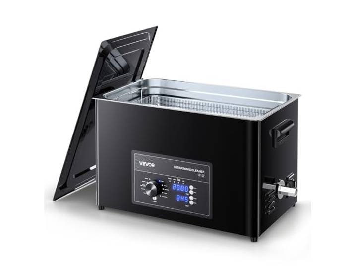 VEVOR Nettoyeur à Ultrasons 30 L\, Appareil de Nettoyage par Ultrasons avec Commande par Bouton\, en Inox\, avec Panier et Boule de Nettoyage\, pour Montres\, Rasoirs\, Bijoux\, Pièces de Monnaie\, Noir