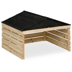 Relaxdays Mähroboter Garage aus Holz Hellbraun,Schwarz