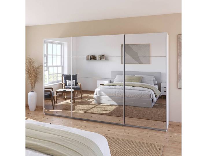 home24 Zweefdeurkast spiegel 315cm wit/alpinewit