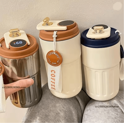 Inspire Essentials ThermoSense Digital Temperature Display Thermal Mug Smart Stainless Steel Bottle black