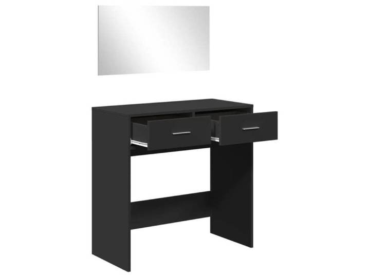 Black Week  Coiffeuse pour Femmes - BURKE - avec miroir - noir 80x39x80 cm - CC177