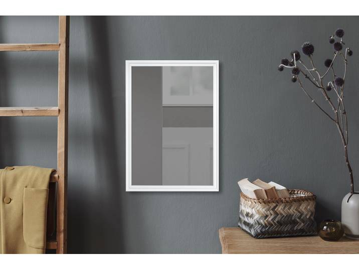 Dekospiegel MIRRORS AND MORE FRIEDA , weiss (weiß), B:50cm H:70cm T:1,9cm, Kunststoff, Spiegel, Dekospiegel, Wandspiegel