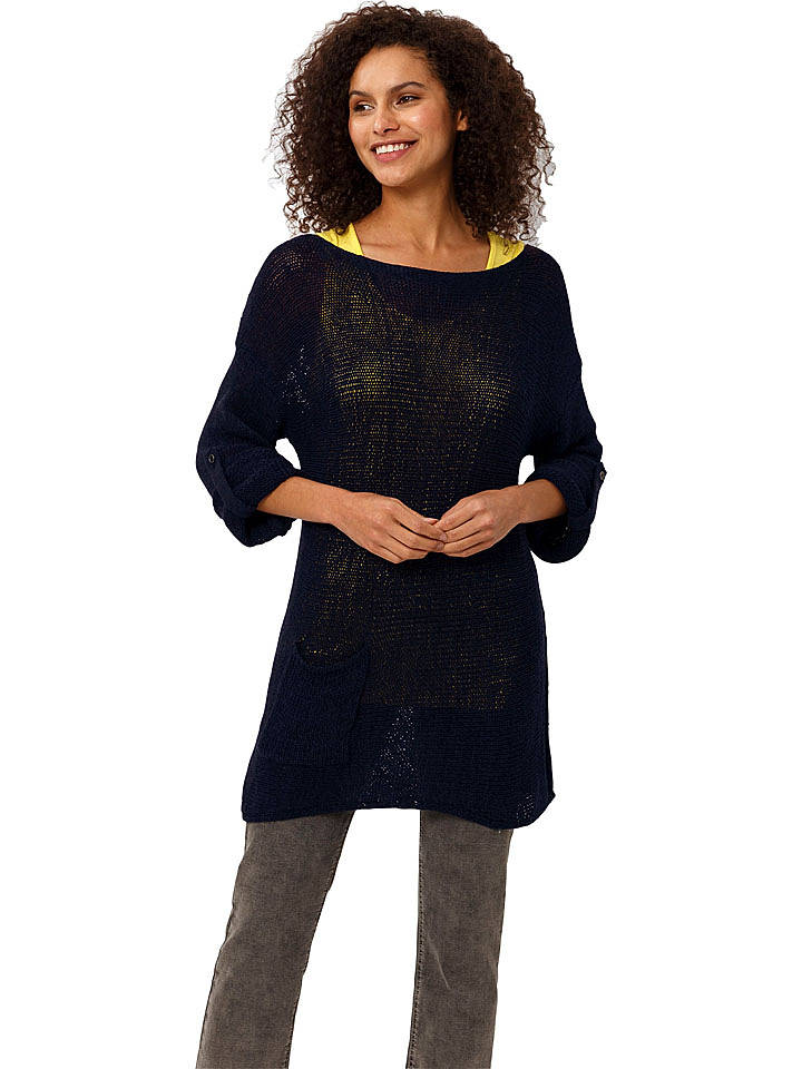 Heine Pullover in Dunkelblau/ Gelb - 40