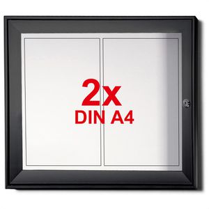 Showdown-Displays Schaukasten schwarz, außen, 2 x A4 (A3), magnetisch, extraflach, abschließbar