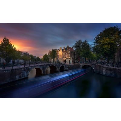 Fototapete PAPERMOON "Photo-Art JESUS M GARCIA, AMSTERDAM SONNENUNTERGANG", bunt, B:3,5m L:2,6m, Vlies, Tapeten