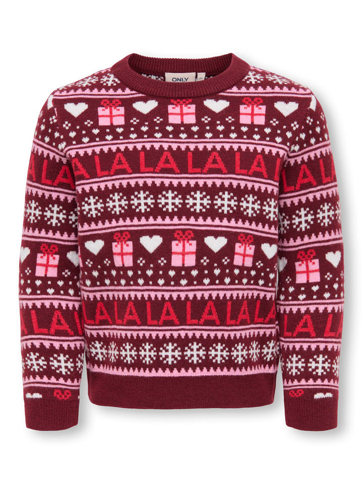 KIDS ONLY Pullover "Xmas" in Bordeaux - 92