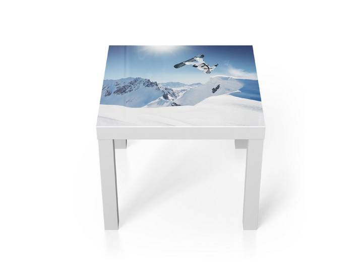 DEQORI Couchtisch 'Adrenalin im Schnee', Glas Beistelltisch Glastisch modern
