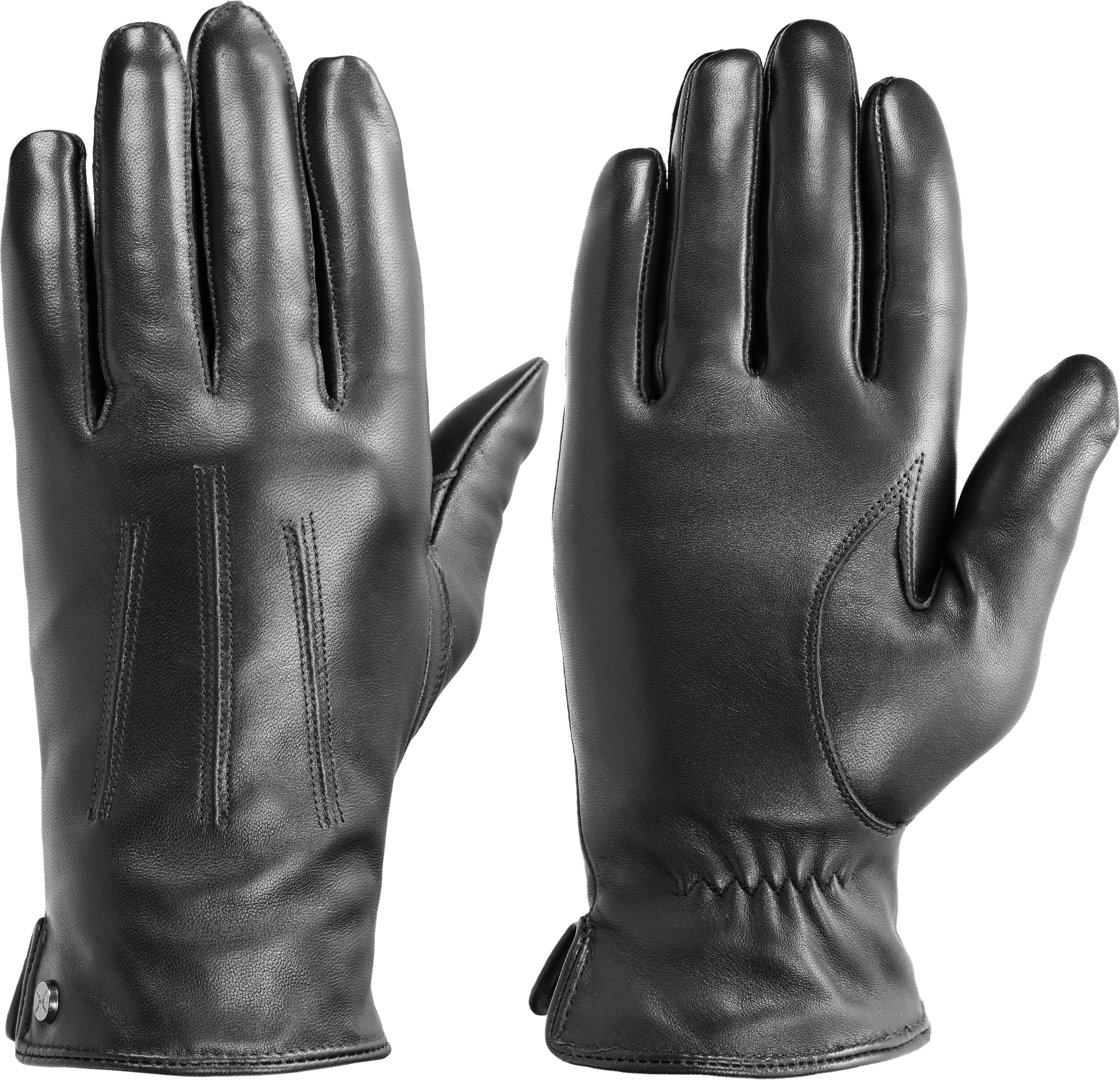 Lederhandschuhe PEARLWOOD "GRAY", Herren, Gr. 9, schwarz, Lammleder, unifarben, Handschuhe Lederhandschuhe, Weiches Innenfutter mit Wollanteil, dekorative Ziernähte schwarz 9