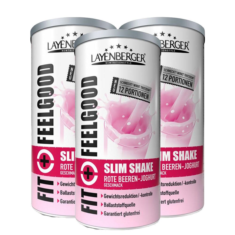 3x Layenberger Fit+Feelgood Slim Shake Red Berry Yoghurt 3x396 g Pulver