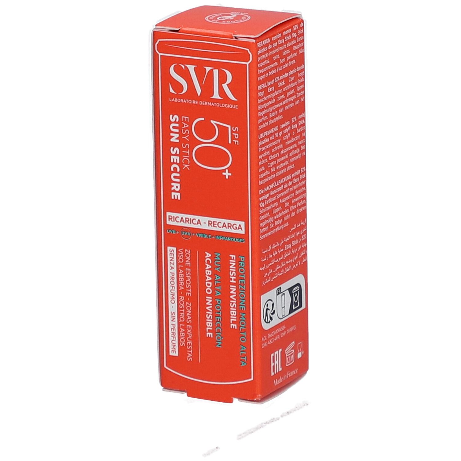 SVR Sun Secure Recharge Easy Stick Spf50+ 10gr 10 g Sonnenschutzcreme
