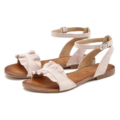 Sandale LASCANA "offener Schuh", Damen, Gr. 40, Schweinsleder, rosa (rosé), Obermaterial: 100% Ziegenleder. Decksohle: 100% Rindsleder. Futter: 100% Schweinsleder. Laufsohle: 100% Synthetik, unifarben, Schuhe Sandale, Sandalette, Sommerschuh aus...