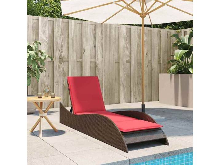 PROMOTION Bains de soleil/transat CHIC VENT-FLASH - Chaise longue avec coussin Marron 60x205x73 cm Résine tressée 462714