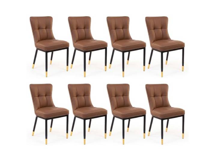 wohnartig Gepolsterter Esszimmerstuhl Modena mit Kunstlederbezug und Metallbeinen – eleganter Stuhl für Esszimmer, Wohnzimmer und Küche (8, Cognac)